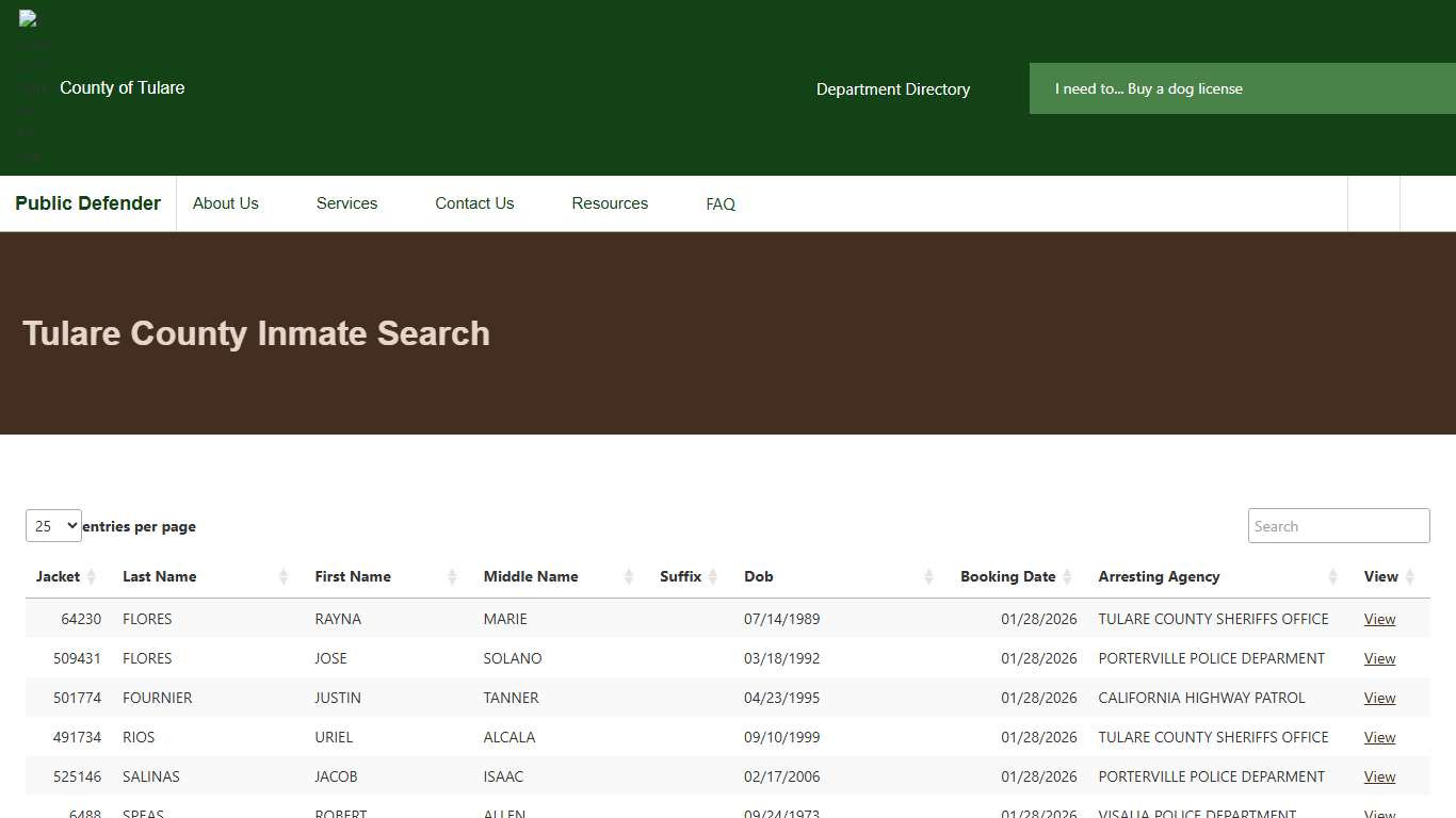 Tulare County Inmate Search Public Defender