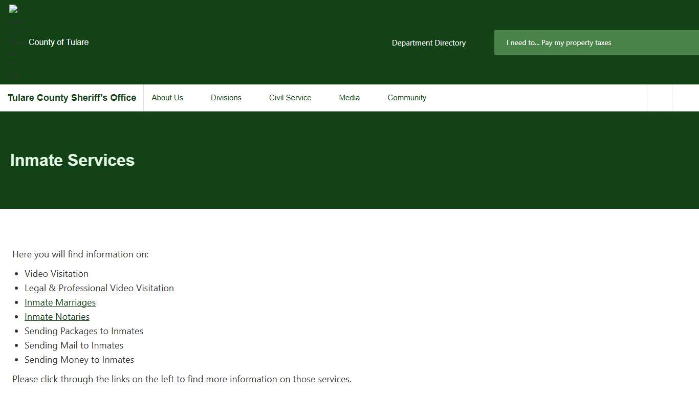 Inmate Services Tulare